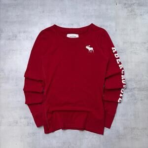 Y2K Red Abercrombie & Fitch Grunge Skater Long Sleeve Shirt